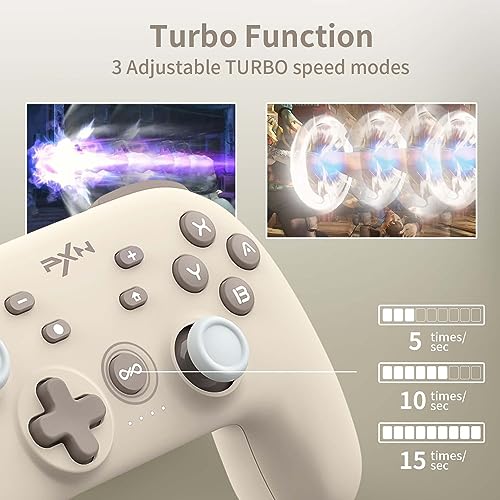 PXN P50L Wireless Switch Controller - Gaming Pro Controllers Support Adjustable Dual Vibration, Macr