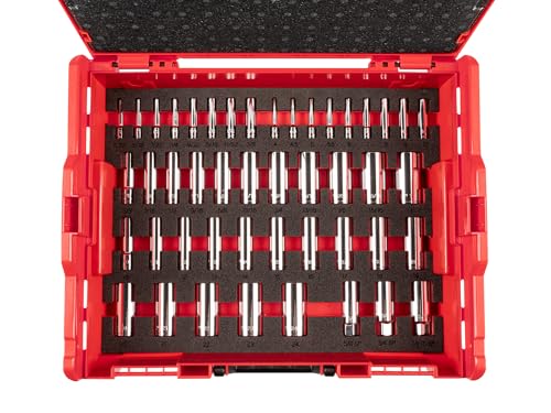 TEKTON 1/4, 3/8 Inch Drive Shallow and Deep 6-Point Socket Set with Lid Insert in Stacking Tool Box, 105-Piece (5/32-1 in., 4-24 mm) | OLB91301 by TEKTON - Image 3