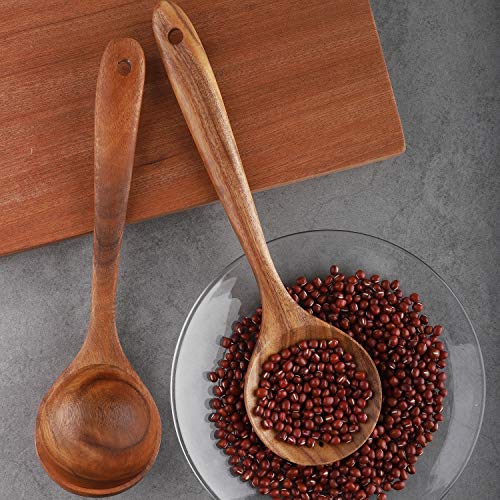 6-Piece Wooden Cooking Utensils Set for Non-Stick Cookware - Spatula, Fork, Turner, Ladle, Strainer Spoons - Image 3