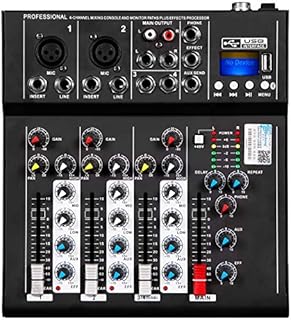 Depusheng HT4 Bluetooth Compatible Professional Portable Digital DJ Console w/USB 4 Channel Mixer Audio Interface-Mixing Boards For Studio Recording,Black