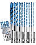 Wuqazu 10PCS 6-Inch Masonry Drill Bit Set, YG10X Carbide Hex...