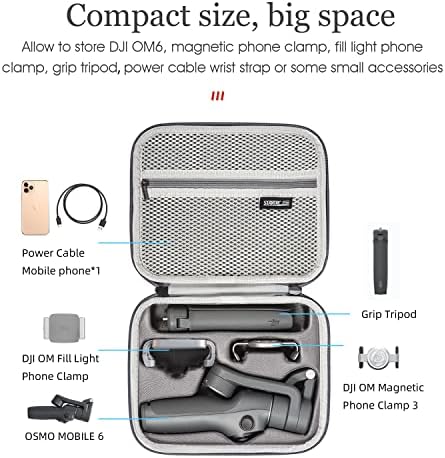 Supfoto OSMO Mobile 6 Case, Waterproof Travel Case for DJI OSMO Mobile 6 Gimbal Stabilizer Portable Shoulder Bag with Shoulder Strap