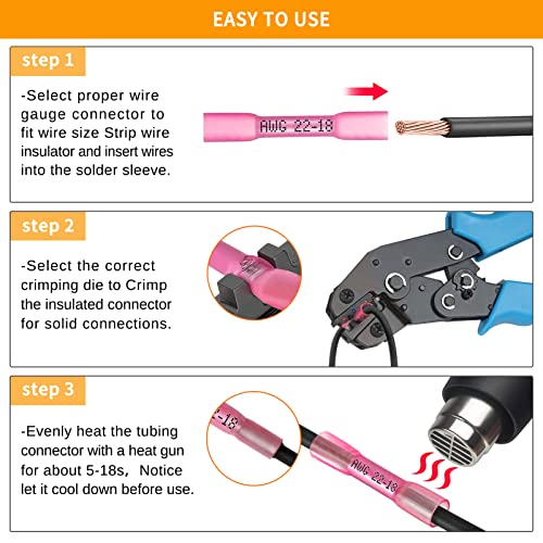 Svaar Heat Shrink Butt Connectors Butt Splice Connectors Wire Crimp Terminals,Marine Grade Waterproof Solder Seal Butt Connectors,210Pcs Insulated Crimp Connectors 26-24 Ga,22-16 Ga,16-14 Ga,14-12 Ga #TOP5