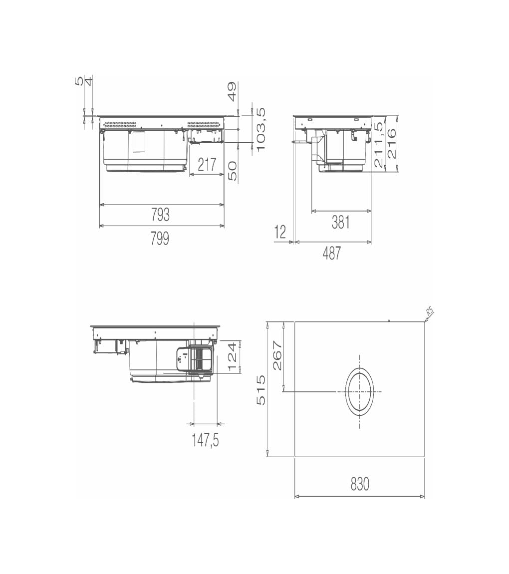 Elica PRF0196328, Piano cottura a induzione con cappa aspirante integrata NIKOLATESLA SWITCH EVO BL/A/83, Black