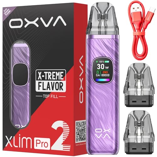 Oxva Xlim Pro 2 Pod Kit (Dream Purple) Compatible With Oxva Xlim Pods - Xlim V3 Pods - EZ Pods -1300mah Battery 2A Fast Charge 0.56-inch Display 2ml Vape Pod No Nicotine