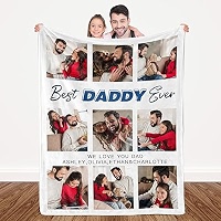 Amazon.com: DIYKST Best Daddy Ever Father's Day Blanket Custom ...
