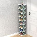 Moderno zapatero vertical – Almacenamiento multicapa para espacios pequeños, diseño independiente y estrecho, estantes de plástico extraíbles, ideal para dormitorio y zapatos deportivos portátiles.