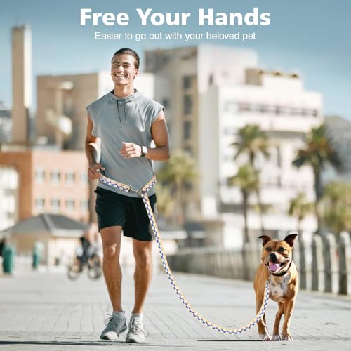 Tivray Hands Free Dog Leash, 9ft Versatile Crossbody Waist Leash with Explosion-Proof Handle for Puppy, Small & Medium Dogs, Easy Adjust Hands Free Leash for Running Jogging Walking, Orange - Thumbnail 5