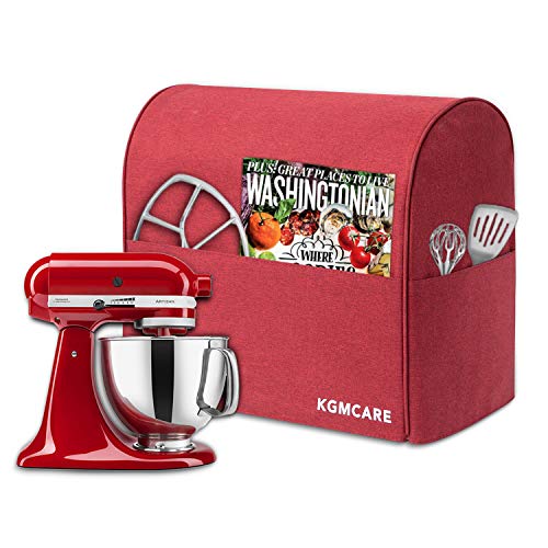 KGMcare Stand Mixer Cover, Dust Cover Compatible with KitchenAid Stand Mixer, Kitchen Small Appliance and Extra Accessories Protector Shield (Red, Fits for 4.5-Quart and All 5-Quart)