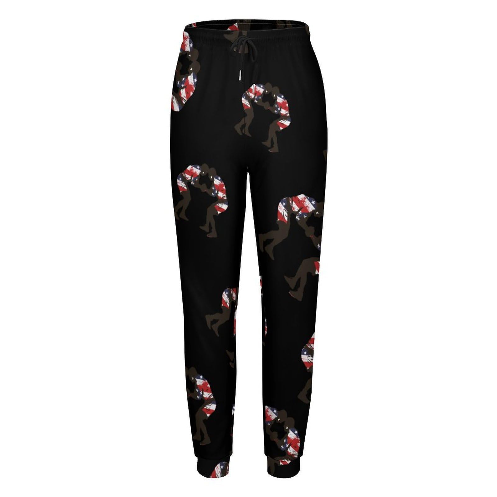Pantaloni da Jogging con Coulisse da Donna, Pantaloni da Yoga con Tasche, Bandiera Americana, Wrestling