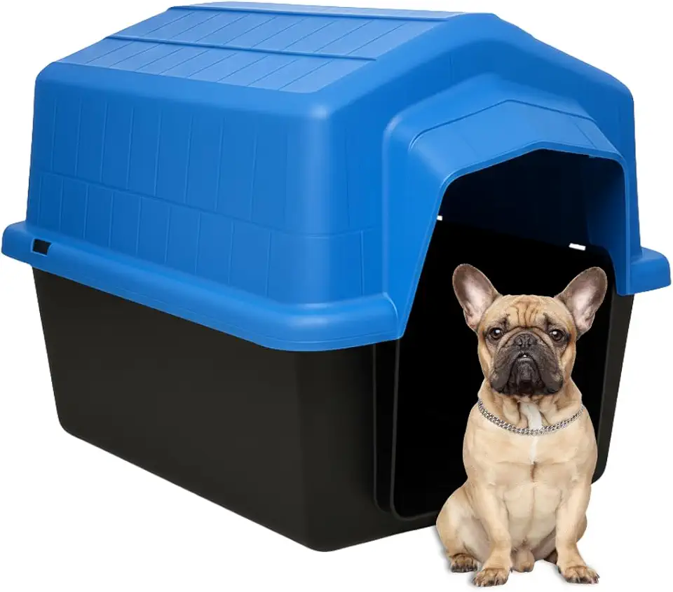 Casinha Caminha Pet N4 2 em 1 Cachorro Pequeno Médio Uso Interno Externo Sol Chuva | Casa Desmontável Proteção Conforto | Cães Porte até 20kg | Plástico Rígido Fácil Limpeza Proteção UV (Azul)
