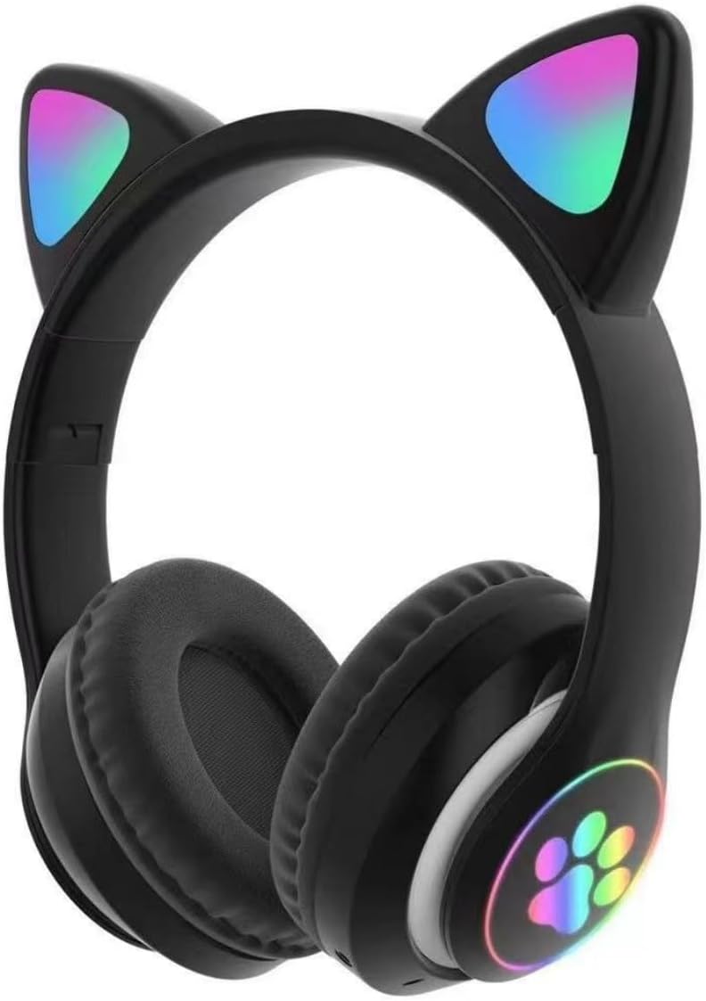 Kids Bluetooth Headphones, Foldable Wireless Headset for Kids, Bluetooth 5.3 Over-Ear Headphones with Mic, LED Lights Up,85dB Volume Limited,Girls Boys Wireless Headphones for Travel iPad Tablet