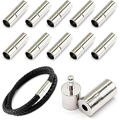 MOAMUN 20 PCS Cord End Caps for Jewelry Making, Push Clasps for Leather Rope Necklace Bracelet Buckle (Silver, 3mm) Cover