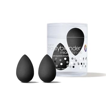 Beautyblender Micro Mini Pro Black Makeup Sponges, 2 Pack | Super-soft foam for precise concealer & highlighter blending, reusable & washable, streak-free, made in USA