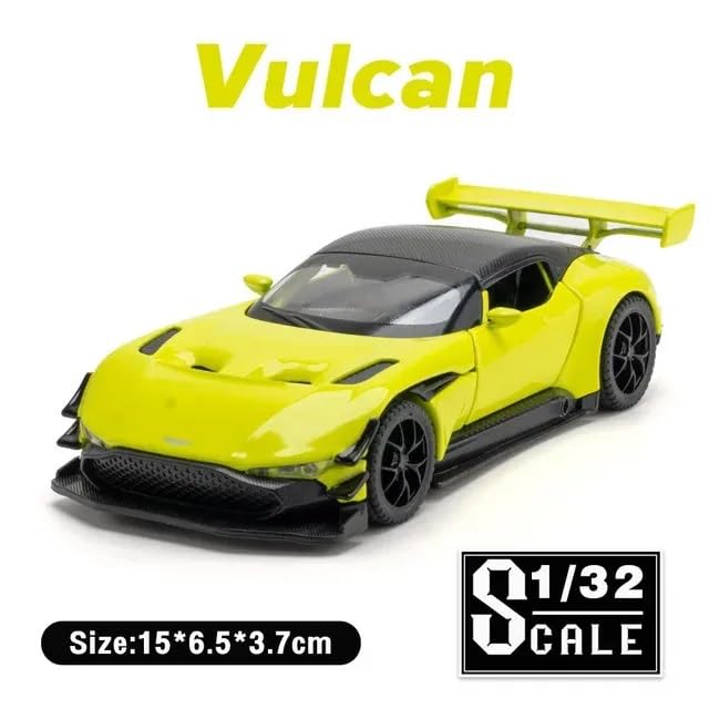Image of 1:32 Scale Aston Martin Vulcan Scale Model Car - Exclusive Alloy Metal Pull Back Die Cast Car Toy with Openable Doors, Light & Music - Best Gifts for Kids【Colors as Per Stock】