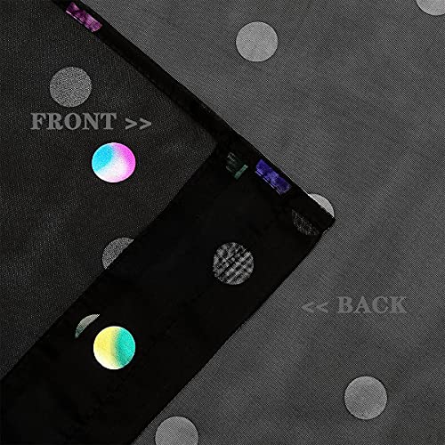 Black Semi Sheer Tiers Curtains For Kitchen 24 Inches Long Colorful Metallic Polka Dots Printed Tier Curtains For Cafe Light Filtering Semi Sheer Window Treatment Sets For Bathroom, 28"W 2 Panels #TOP5