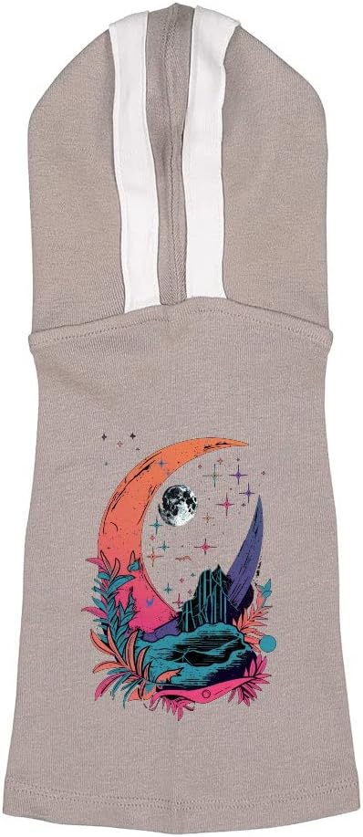 Cute Moon Dog Shirt with Hoodie - Illustration Dog Hoodie - Printed Dog Clothing - Black White, 2XL