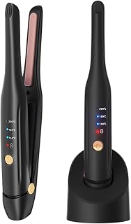 Wireless Hair Straightener, Ceramic Styling Clip, Hair Straightener and Curling Wand with Type-C Charger and Charging Station for Hairdresser, Home, Travel (Black)