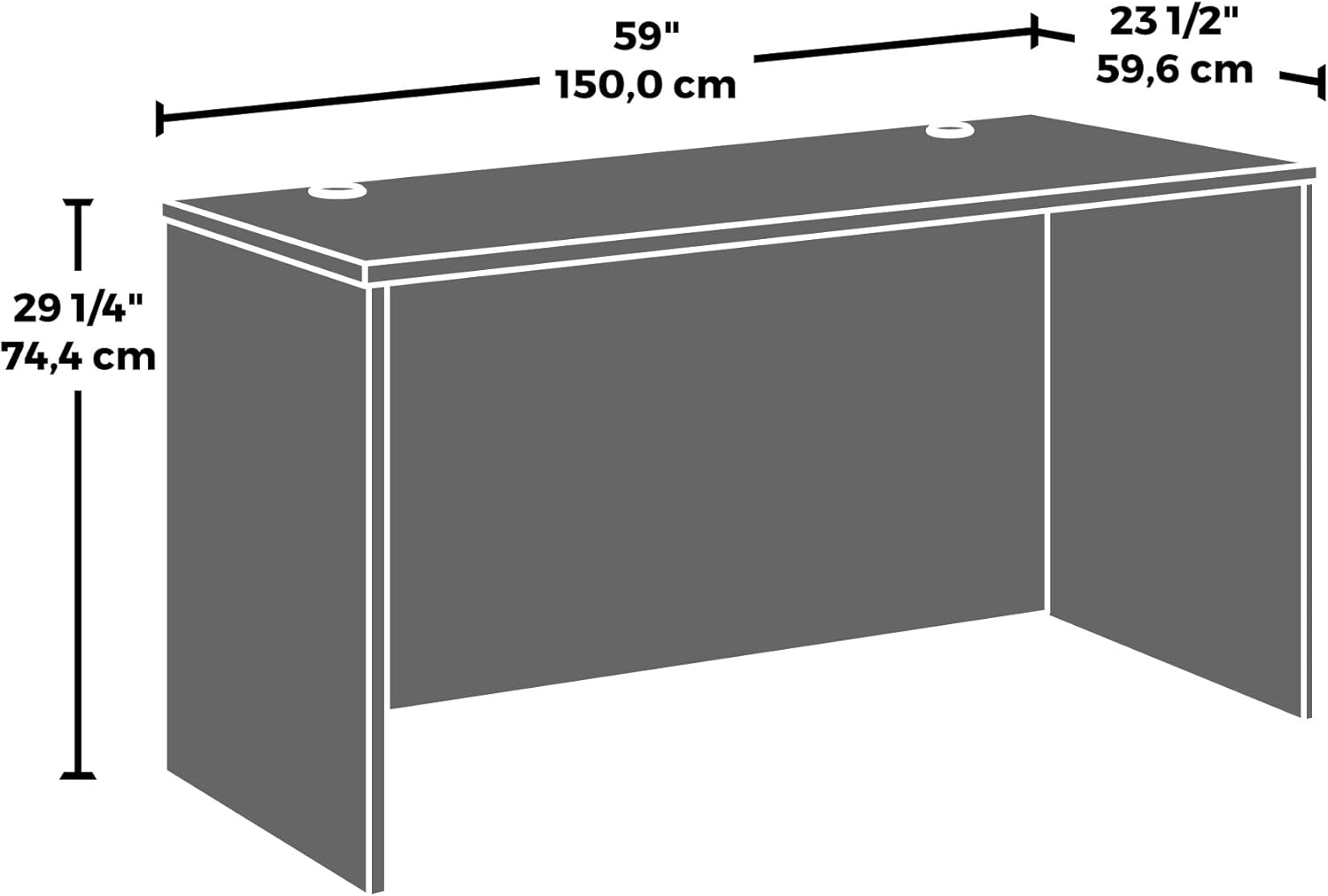 OfficeWorks by Sauder Affirm 60 X 24 Desk Shell/cred/Return, Hudson Elm Finish