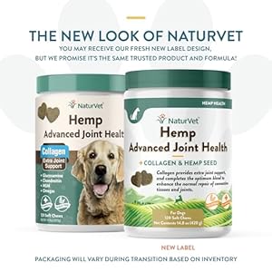 NaturVet Hemp Advanced Joint Health Dog Supplement Soft Chews –Helps Support Joint Health in Dogs – Includes Hemp Seed, Collagen, Glucosamine, MSM, Chondroitin, Omegas – 120 Ct.