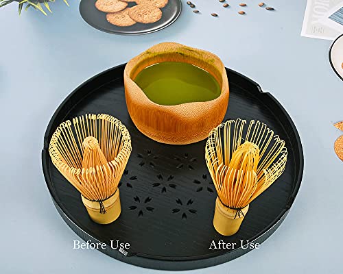 Amberr Matcha Whisk Set 3 Pcs-Handmade Bamboo Whisk And Holder, Tea Scoop (Matcha Stirrer 100 Prong)- Traditional Japanese Matcha Kit, Ceramic Whisk Holder For Japanese Tea Ceremony #TOP4