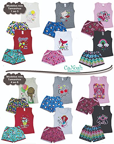 Kit com 6 Conjunto Infantil Menina - Verão - 1 ao 8