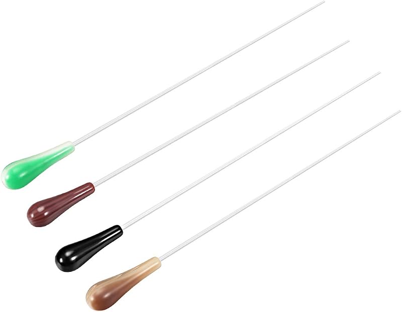 Uxcell bastón de director de música, 39cm/15,35 pulgadas de largo, marrón, rojo, negro, verde, 4 Uds. | Bastón de dirección de música con mango de resina