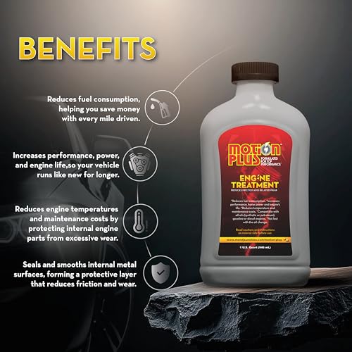 Image of Motion Plus Engine Treatment - Heavy Duty Metal Treatment & Super Lubricant for Gasoline & Diesel Engines, Reduces Friction, Heat & Wear, Increase Horsepower, Engine Performance & Longevity - 1 Quart