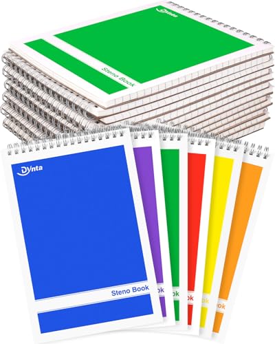 Dynta Steno Pads 6x9 Spiral Notebooks Bulk 18 Pack Note Pads 60 Sheets 6 Assorted Colors Gregg Rule Writing Paper, Steno Notebooks for Students Teachers Men Women Professionals