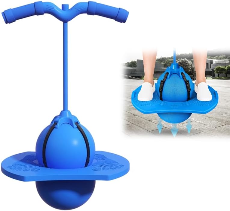 2026 Upgraded Pogo Ball with Handle|High Bounce Jumping Ball&Balance Board for Beginners|110lbs Capacity Indoor Outdoor Active Play Toy with Anti-Slip Deck&Air Pump