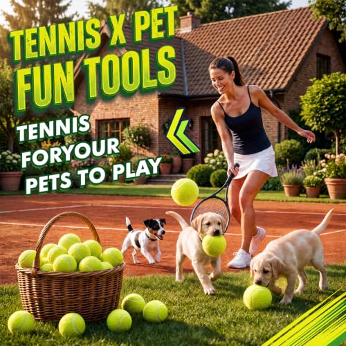 Image of Sratte 6 Pieces Giant Large Tennis Ball for Dogs 4'' Inflatable Large Dog Toy Balls for Indoor Outdoor Training Playing Sports (Fluorescent Yellow)