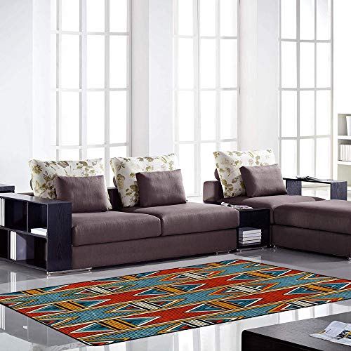 Tapis tribal coloré abstrait géométrique à rayures durable Ruchen