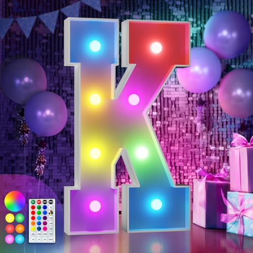 Image of Imprsv Colorful 3FT Marquee Letters K, 18 Colors Large Light up Letters