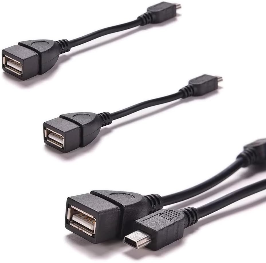 3 Pack Mini USB OTG Cable Mini USB Male to USB 2.0 Female Host OTG Adapter Connector Converter for USB Flash Drive Ti-84 Calculator Mouse Tablet MP3 Player Camera Transfer Photo to Computer