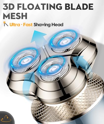 Irosiy Electric Razor for Men, 3D Floating Blade Shaver with 9000 RPM High Speed, IPX7 Waterproof, 60-Day Battery Life, Compact Portable Wet/Dry Electric Shaver — view 4