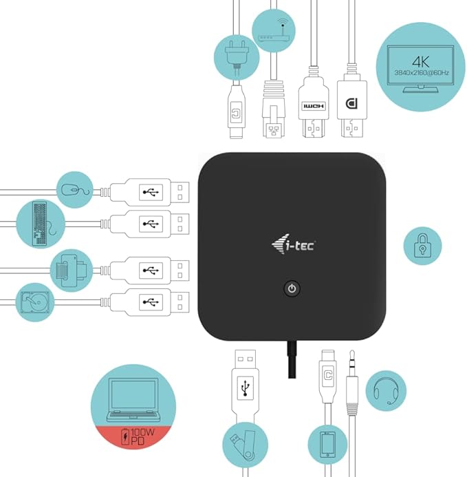 Docking Station USB-C i-tec con HDMI, DisplayPort y 100W PD miniatura 2