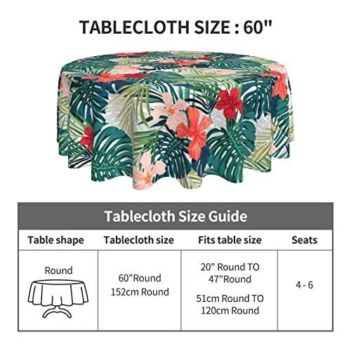 Aitukang Tropical Tablecloth Round Tablecloth 60 Inch,Summer Jungle Palm Leaf Table Cloth Wipeable Waterproof Tablecloths For Indoor Outdoor Dining Table Picnic Holiday Party Decoration #TOP3