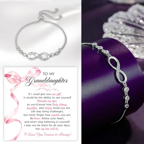 To My Granddaughter Bracelet From Grandma Grandmother or Grandpa Grandfather With Heartfelt Message & Box, Jewelry Gift For Granddaughter From Grandparents On Graduation, Birthday, Wedding, Christmas3