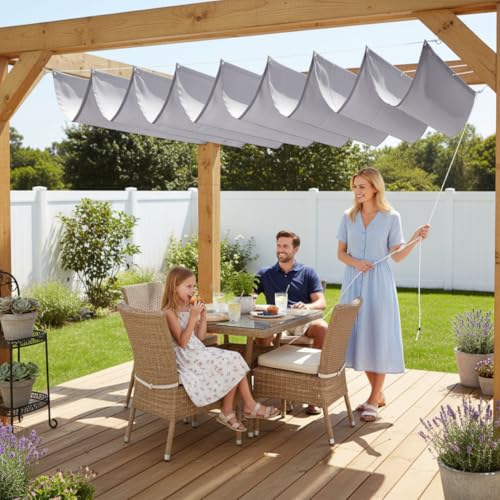 Pare-soleil rétractable 1x4m gris clair pour balcon et terrasse - 7