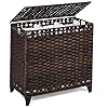 Laundry Hamper with 3 Removable Liner Bags; 132L Handwoven Rattan Laundry Basket with Lid & Heightened Feet; Clothes Hamper with Side Handles; Laundry Sorter with 3 Separate Sections (Brown)