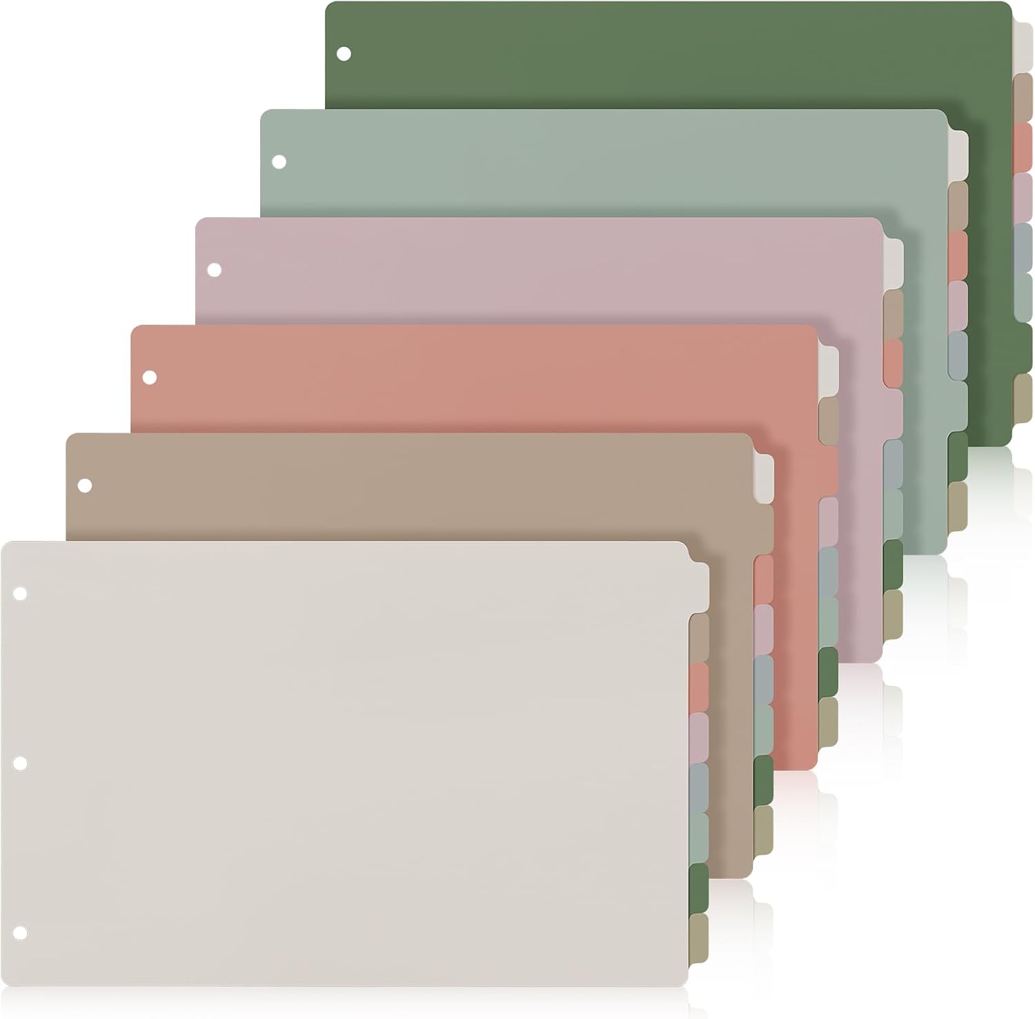 6 Sets 8 Tab Binder Dividers for 3 Ring Binders 11x17 Binder 3 Ring Binder Dividers with Tabs Binder Tabs for Landscape Binder Legal Size Binder Multicolor Dividers with Plastic Film
