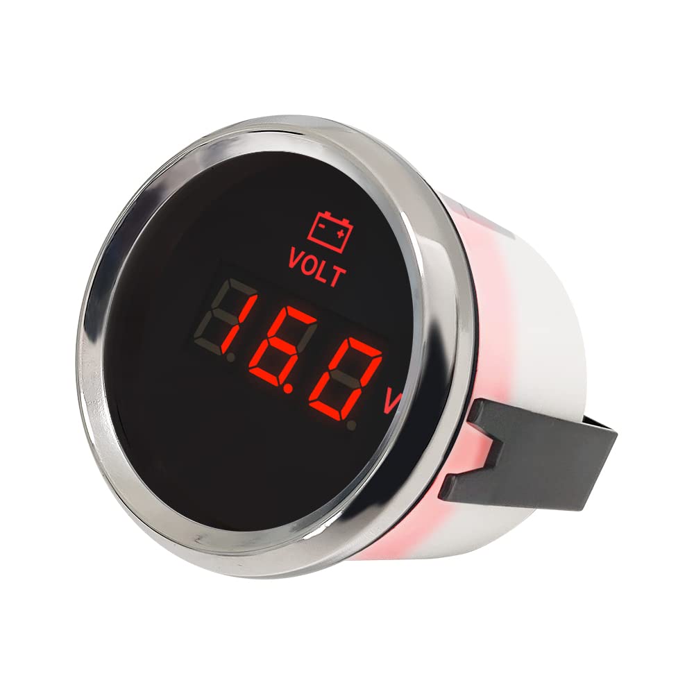 Amazon.co.jp: ELING 防水 デジタル電圧計 表示 ボルトゲージ 8-32VDC