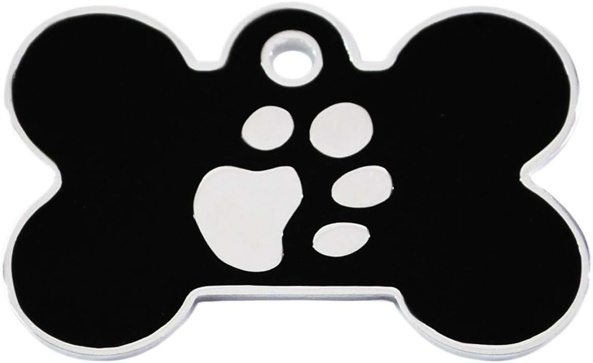 Large Black & Silver Elegance Bone - Engraved Dog Tag