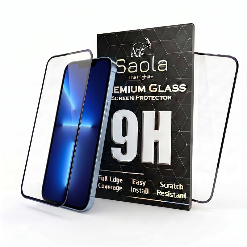 Image of Saola HD+ Oleophobic Tempered Glass For Apple Iphone 13 Pro (Pack Of 2) with Hassle-less Installation Kit. Full screen Coverage. 6.1 inch