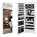 Armoire à bijoux led, Coffre à Bijoux avec 8 Lampes LED, verrouillable, Divers Compartiments, Armoire Accrochée à la Porte, Blanc