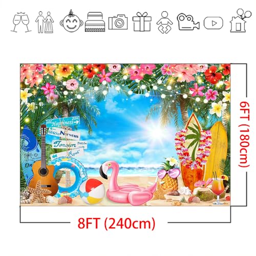 Fondo Fotográfico Verano Luau Playa 8x6ft Mocsicka miniatura 5