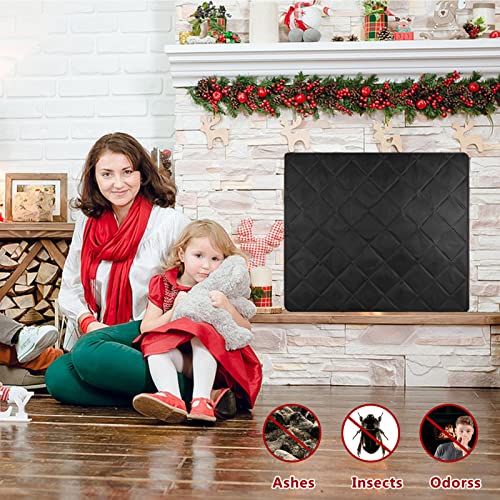 Magnetic Fireplace Blanket, Fireplace Blocker Blanket Stops Overnight Heat Loss Indoor Fireplace Covers Fireplace Draft Stopper Chimney Insulation Draft Stopper With Magnet And Hook-And-Loop Fasteners #TOP5