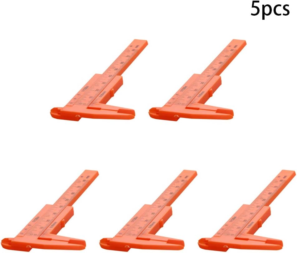 Utoolmart 5Pcs Vernier Caliper 80mm / 3.1-inch Plastic Measuring Tool for Precision Measurements Outside Inside Depth (Orange
