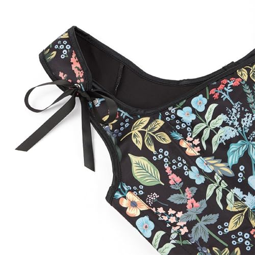 Women Vintage Floral Vest Ren Faire Corset Top Tie Strap Lace Up Back Bustier Tank Top Tight Fit Cropped Vest4