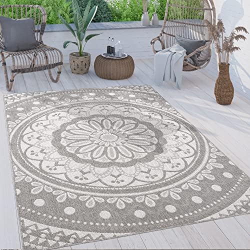 Paco Home Tapis Extérieur 160x220 Cm - Motif Boho Beige - Lavable En Machine - Polypropylène